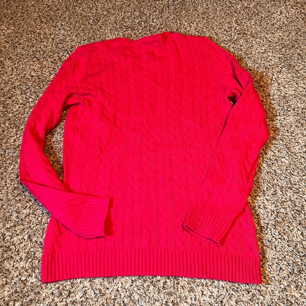 Talbots Women's Cable Knit Crewneck‎ Sweater Extra Large XL Pink Pullover - Picture 5 of 5